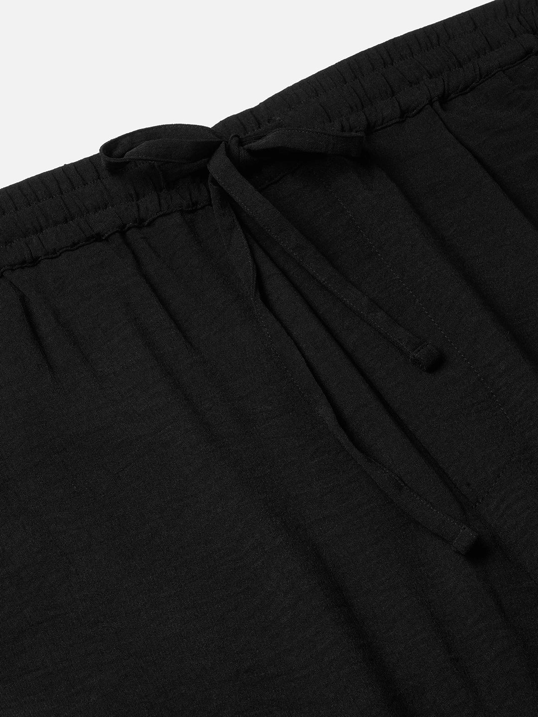 Elegant Plush Black Straight Fit Trousers