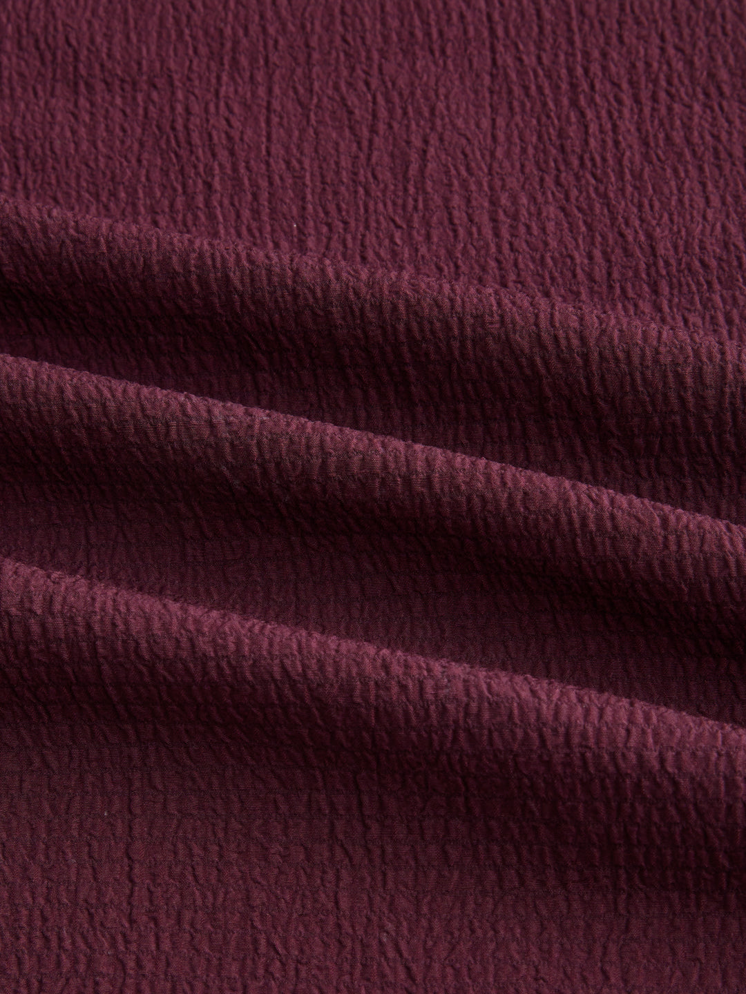 Deep Wine Minimal Weave Crinkled Shirt