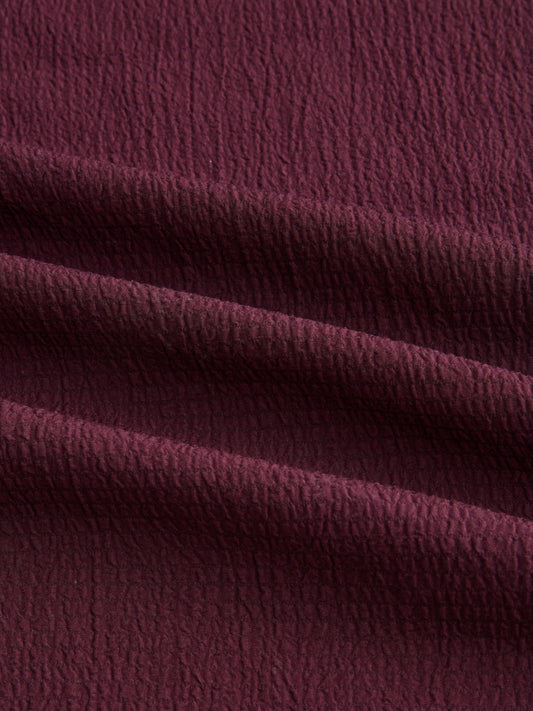 Deep Wine Minimal Weave Crinkled Shirt