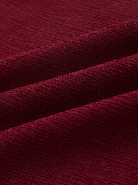 Currant Red Crepe Oversized Polo Shirt