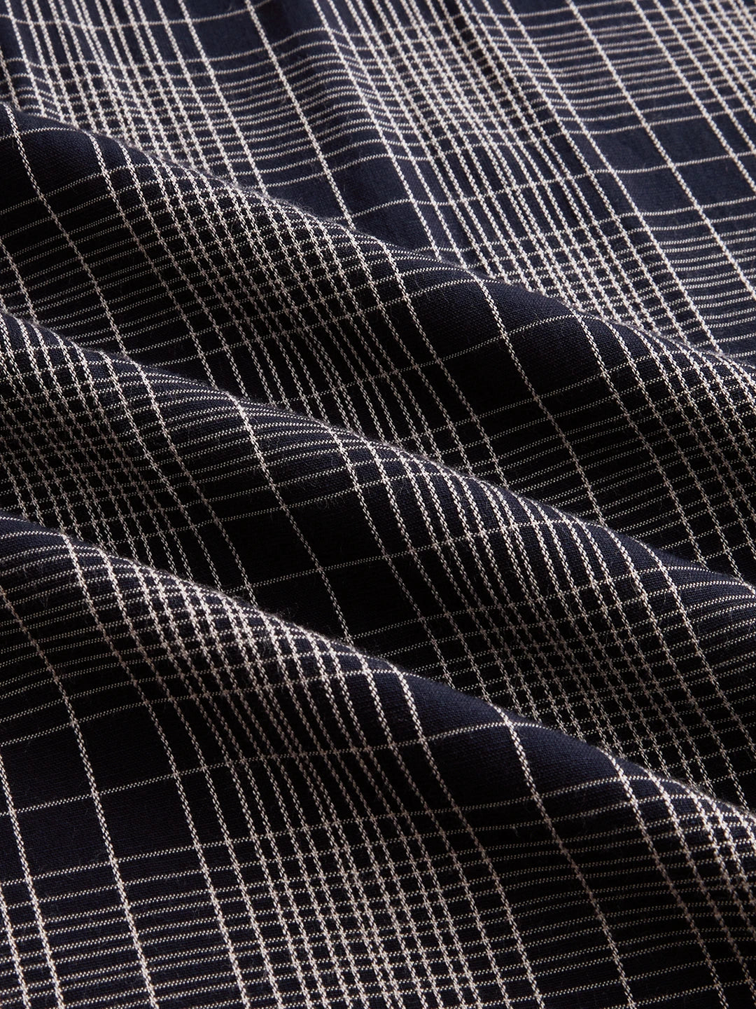 Sovereign Midnight Navy Contrast Checks Cuffless Oversized Crop Shirt