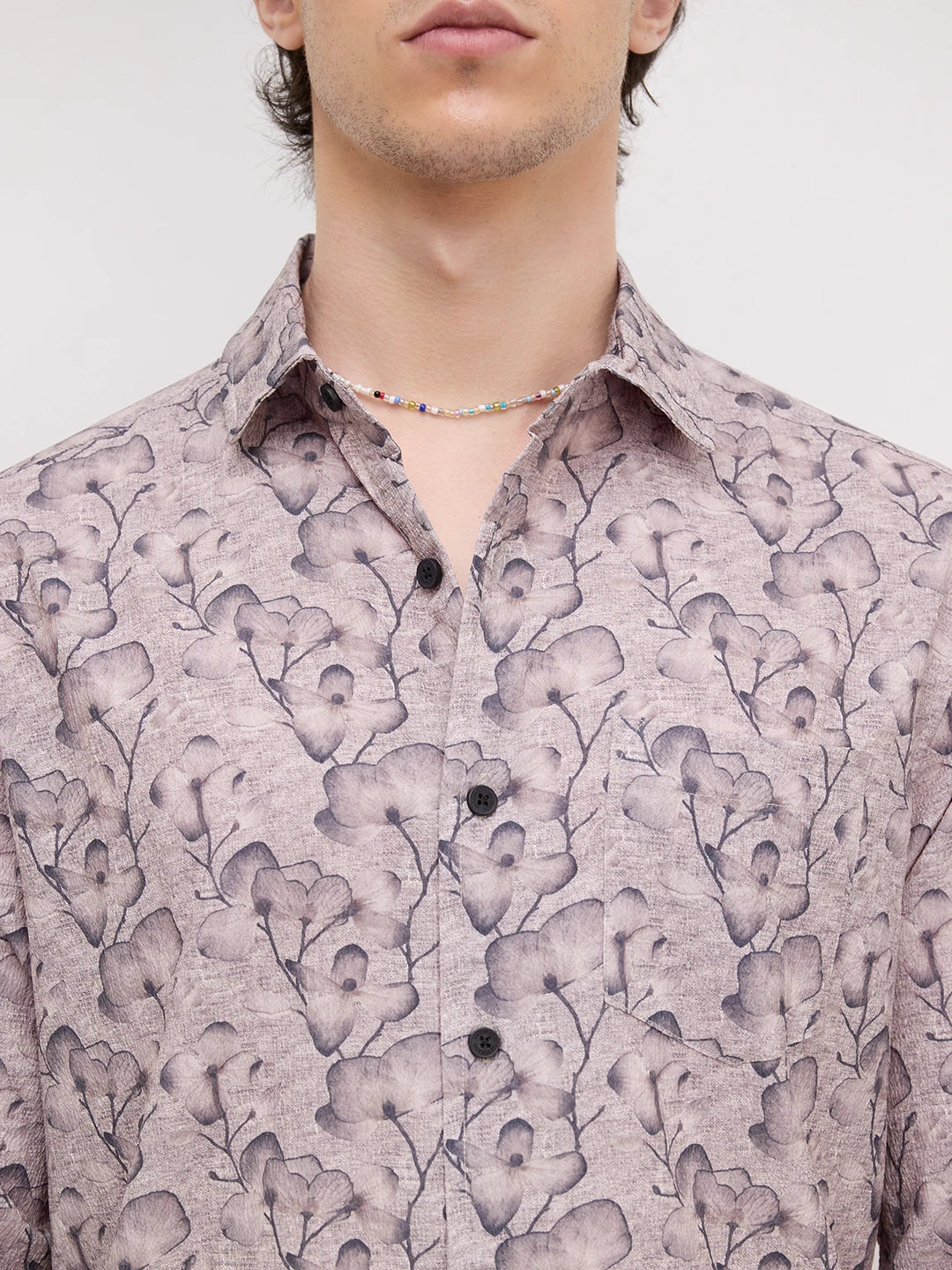 Artistic Floral Grey Printed Shirt