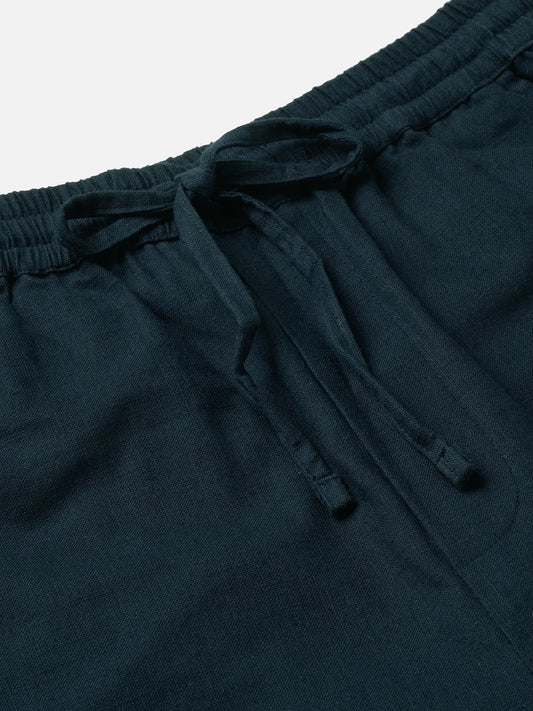 Navy Fine Weave Straight Fit Trousers