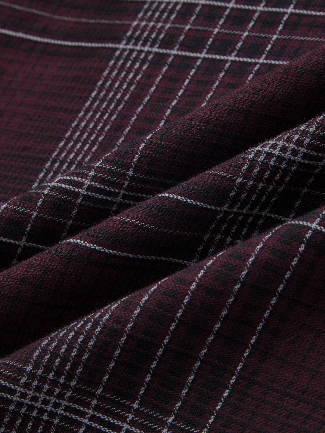 Refined Maroon & White Contrast Checks Shirt