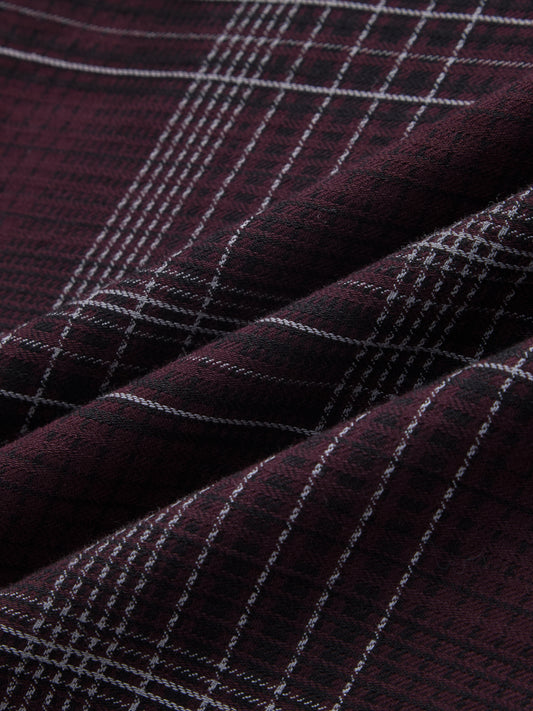 Refined Maroon & White Contrast Checks Shirt