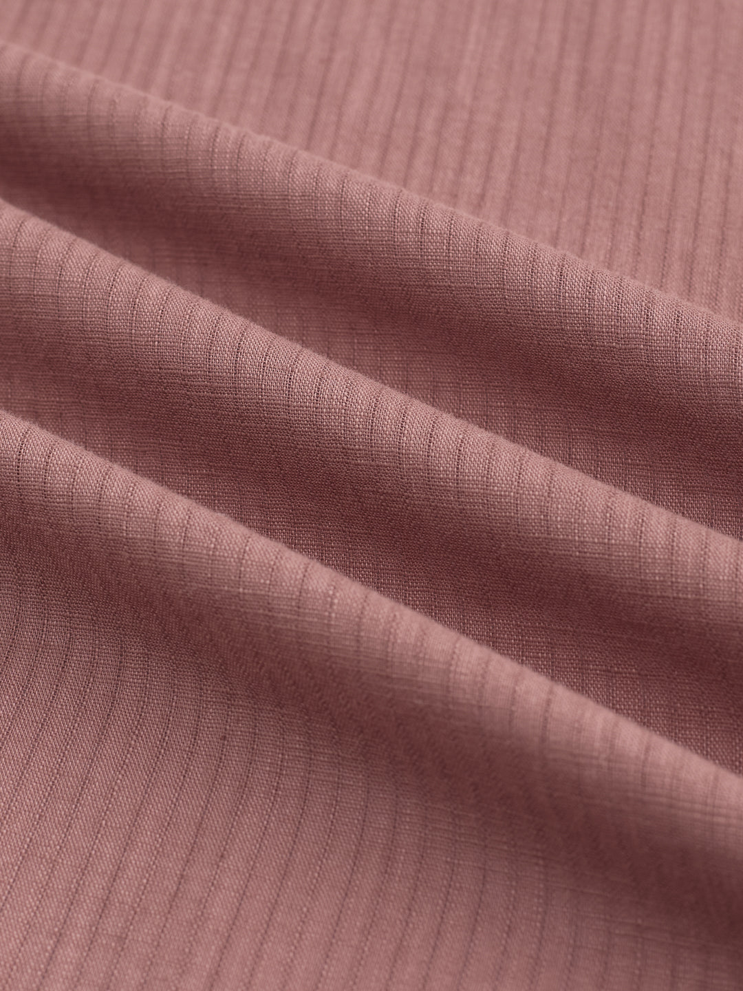 Dusty Brownish Pink Airy Striped Weave Boxy Fit Crop Shirt