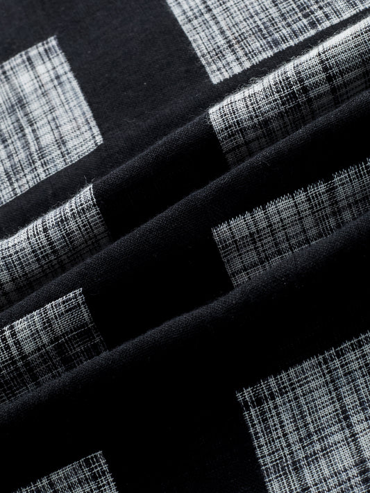 Black Artistic Block Weave Double Cloth Shirt