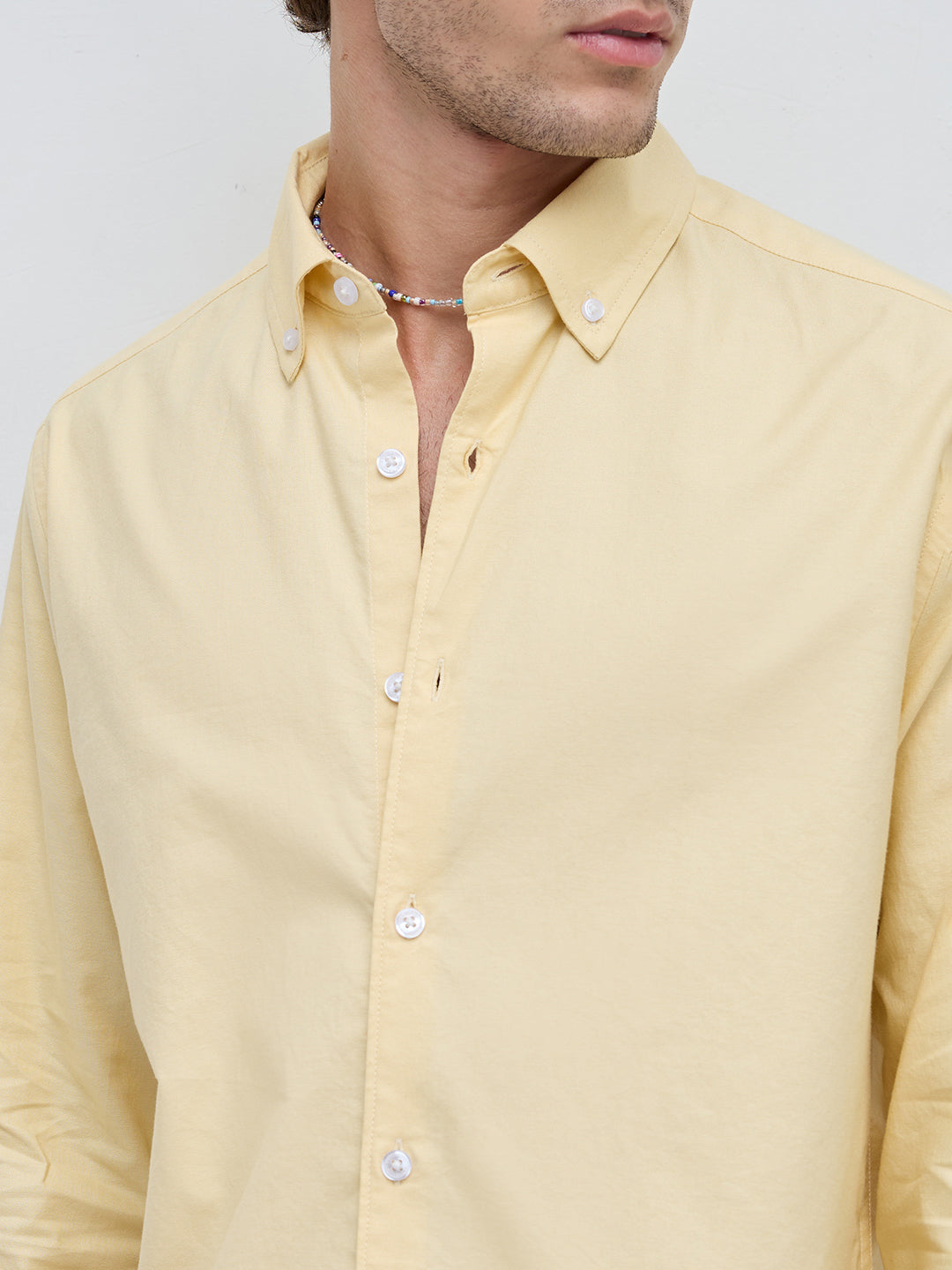 Butter Yellow Button-Down Collar Business Shirt