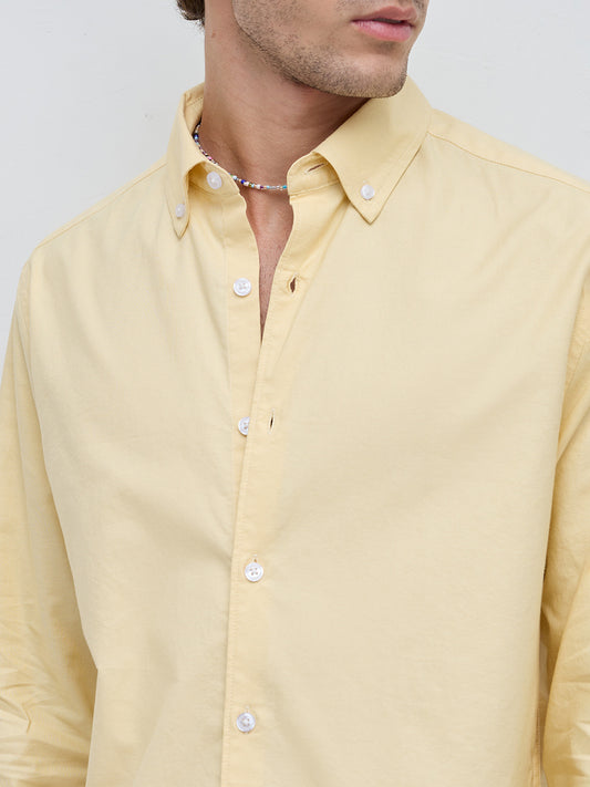 Butter Yellow Oxford Button-Down Collar Business Shirt