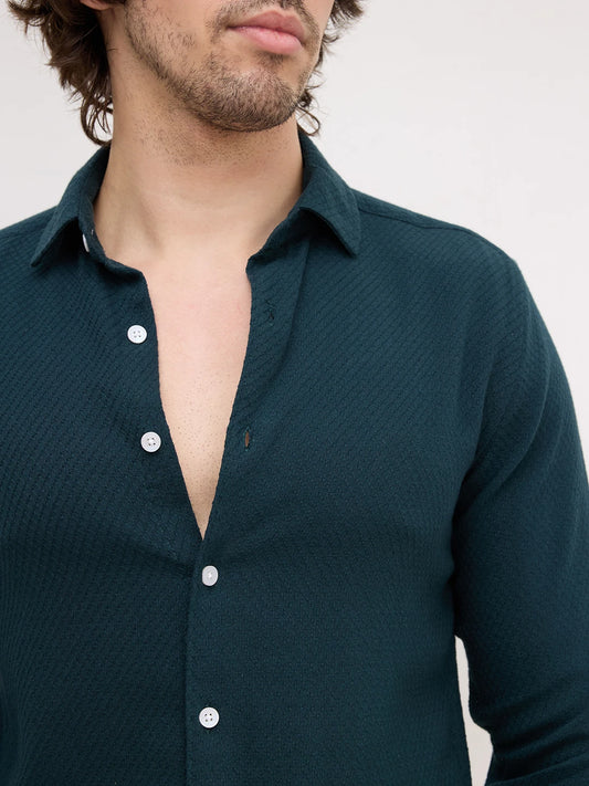 Deep Sacramento Green Lozenge Textured Shirt