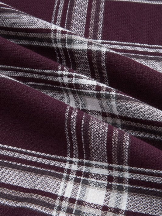 Vintage Deep Wine Plaid Checks Shirt