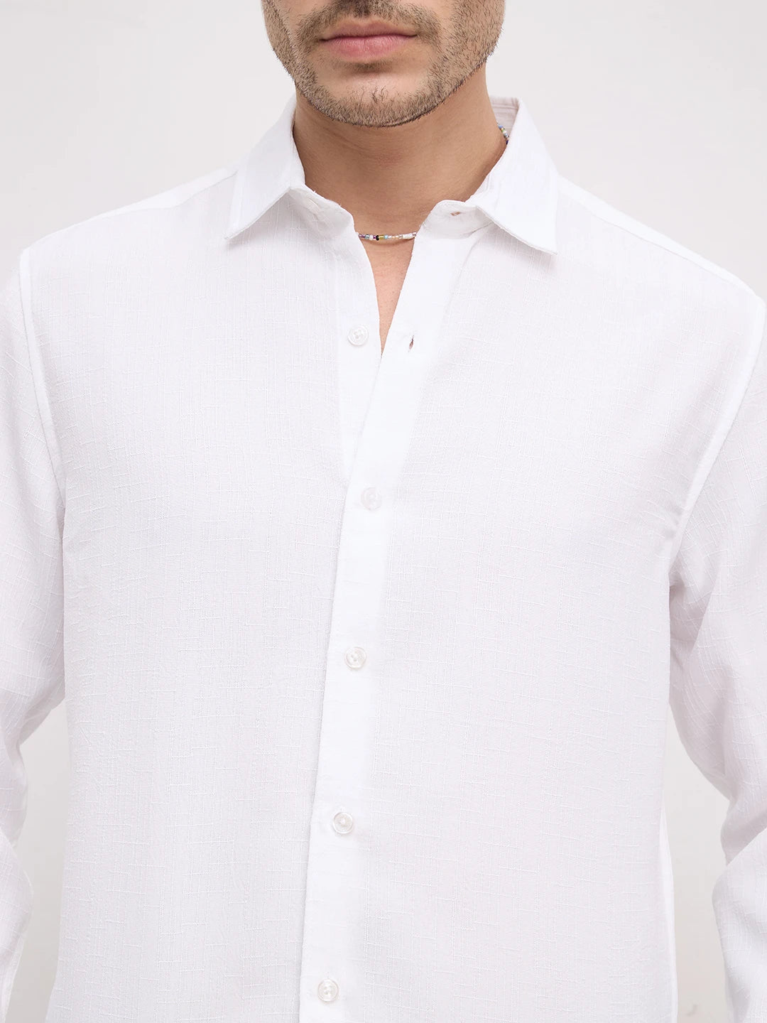 Classic White Slub Weave Shirt