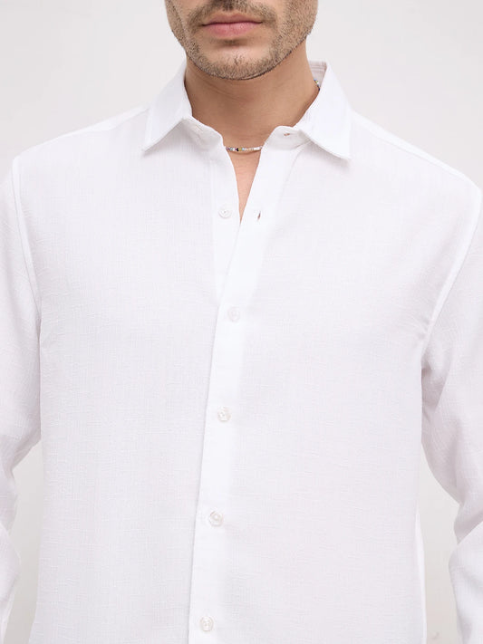 Classic White Slub Weave Shirt