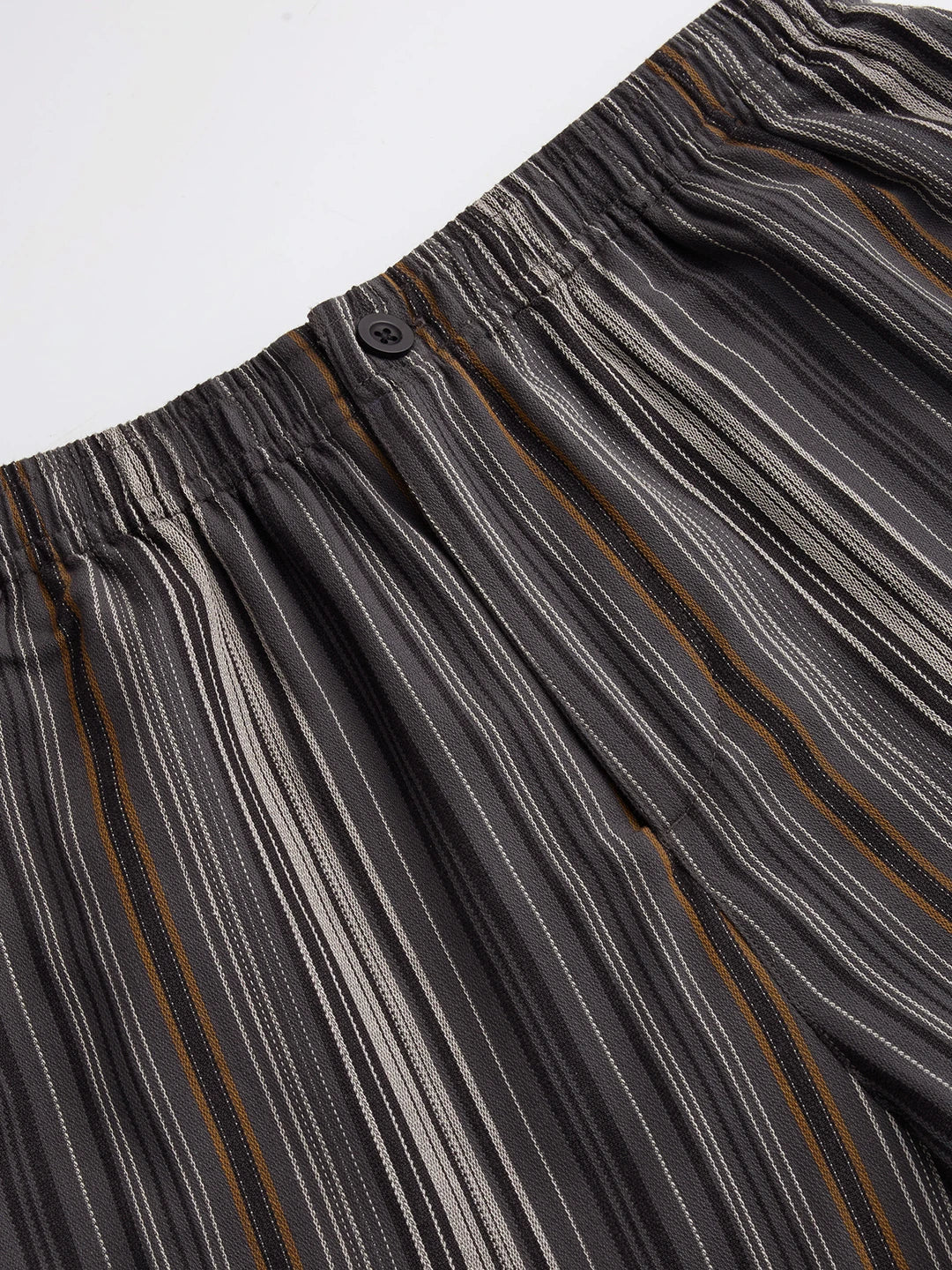 Graphite Grey Multi- Striped Wide Leg Trousers