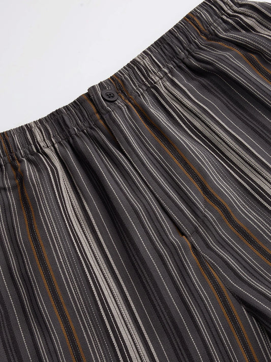 Graphite Grey Multi- Striped Wide Leg Trousers