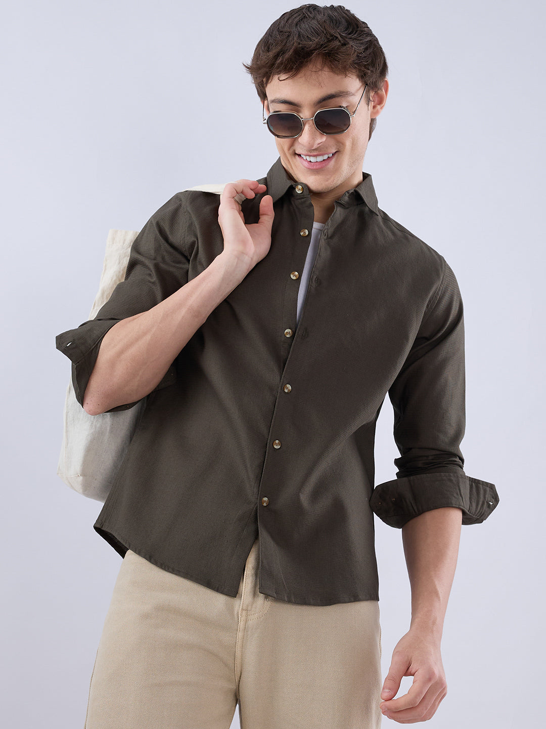 Deep Olive Refined Textured Shirt