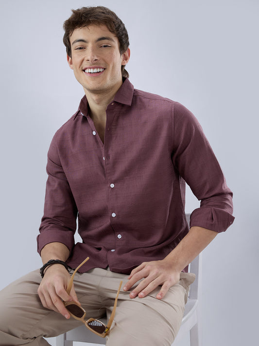 Dark Cocoa Fine Weave Textured Shirt