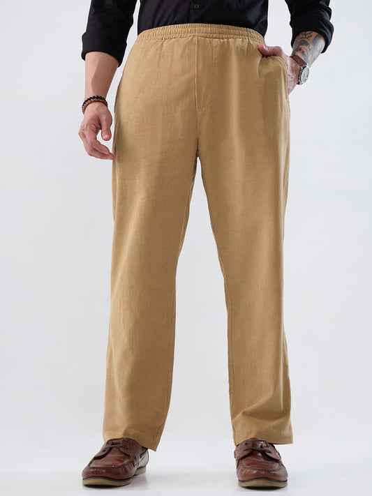 Death Valley Beige Corduroy Tapered Trousers