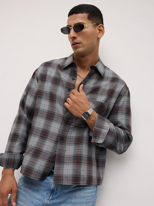 Ashwood Prince Checks Boxy Fit Crop Shirt