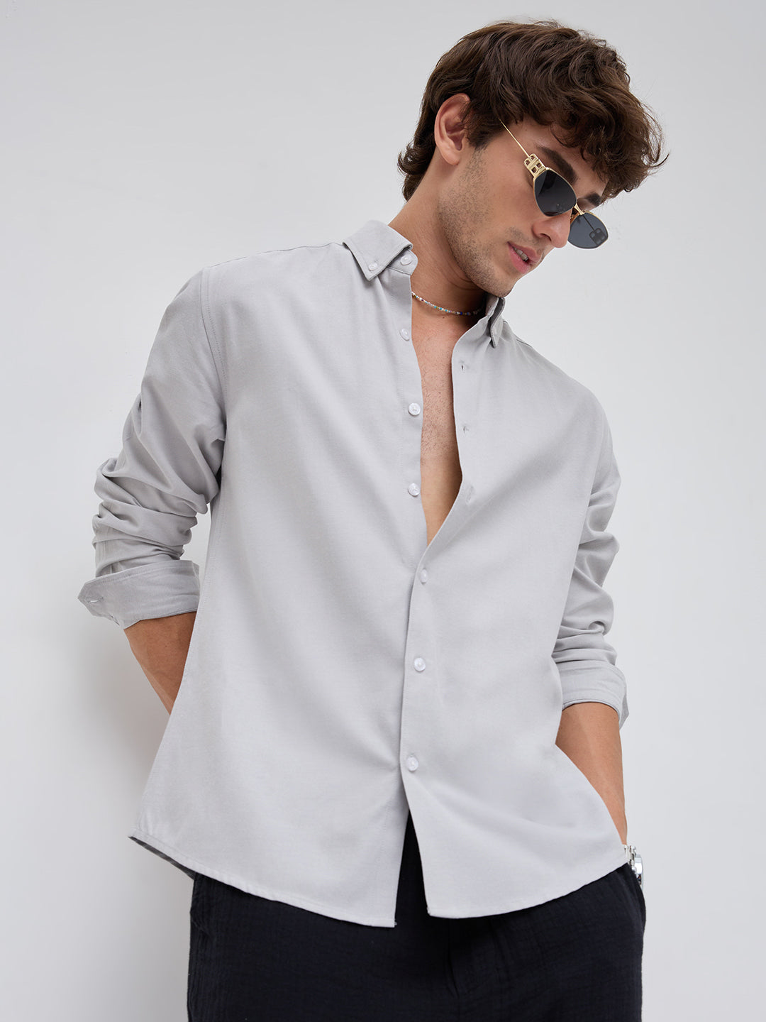 Mist Grey Oxford Clean Everyday Business Shirt