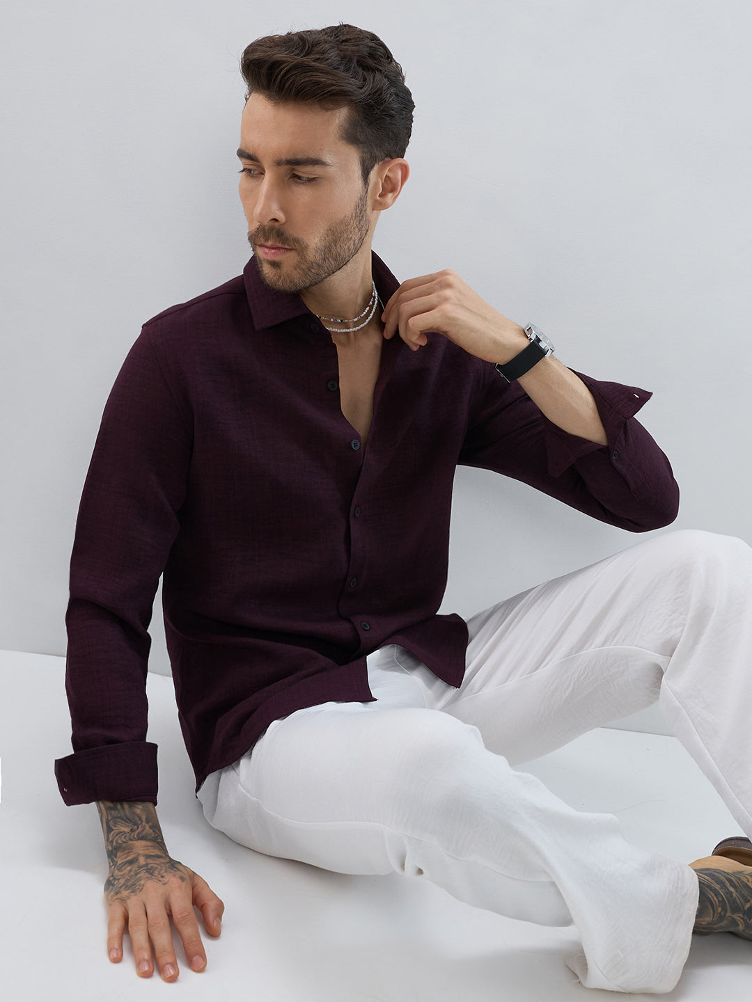 Rustic Charm Burnt Maroon Shirt