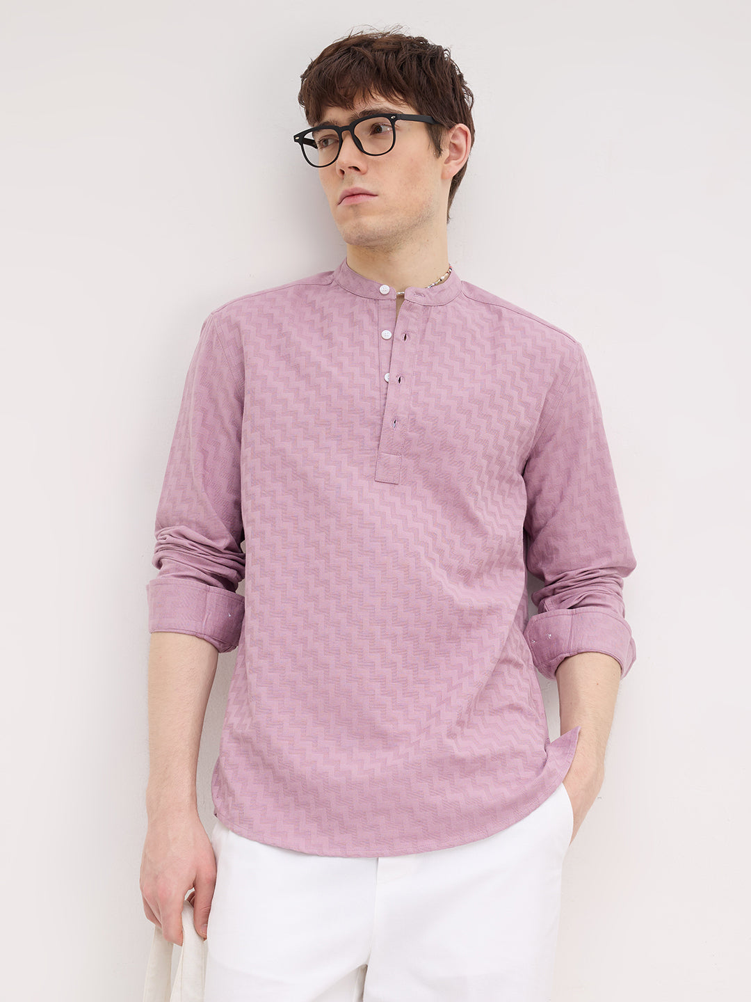 Charming Mauve Pink Maze Textured Kurta