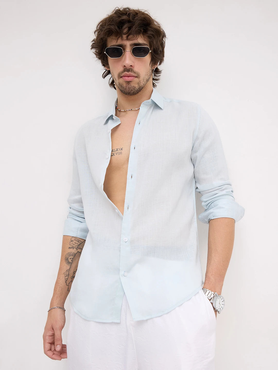 Arctic Blue Fine Textured Lyocell Everyday Shirt