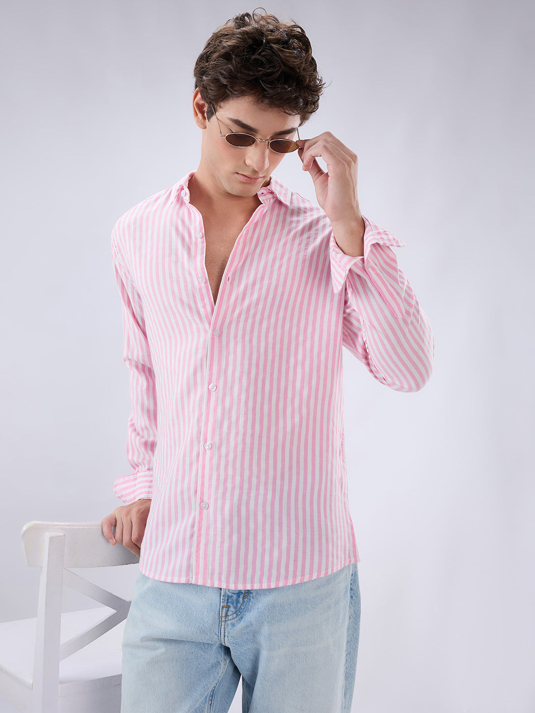 Pink Candy Striped Vacation Shirt