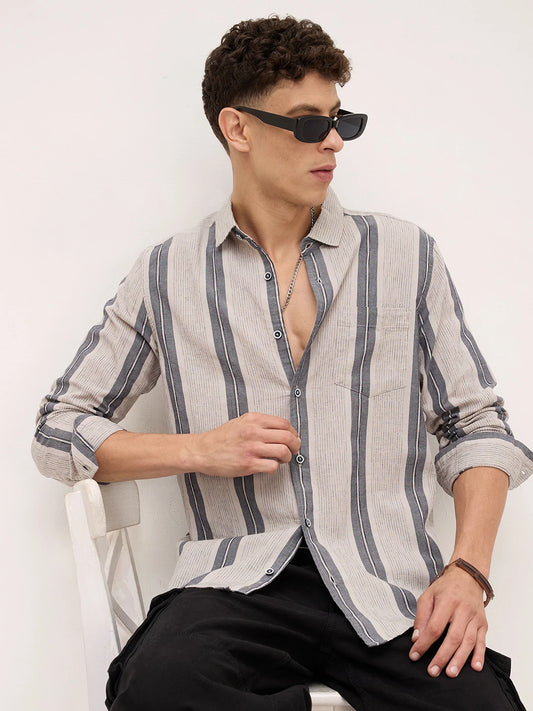 Grey Slateway Striped Shirt
