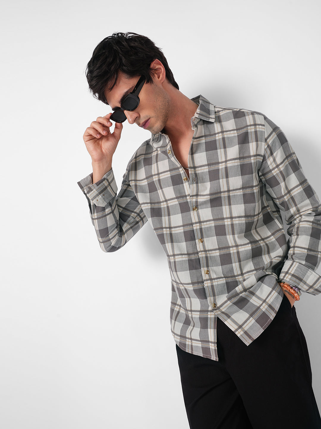 Mocha Brown Plaid Checks Shirt