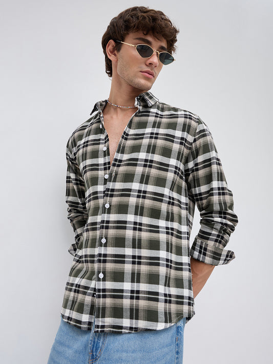 Classic Forest Green & White Plaid Checks Shirt