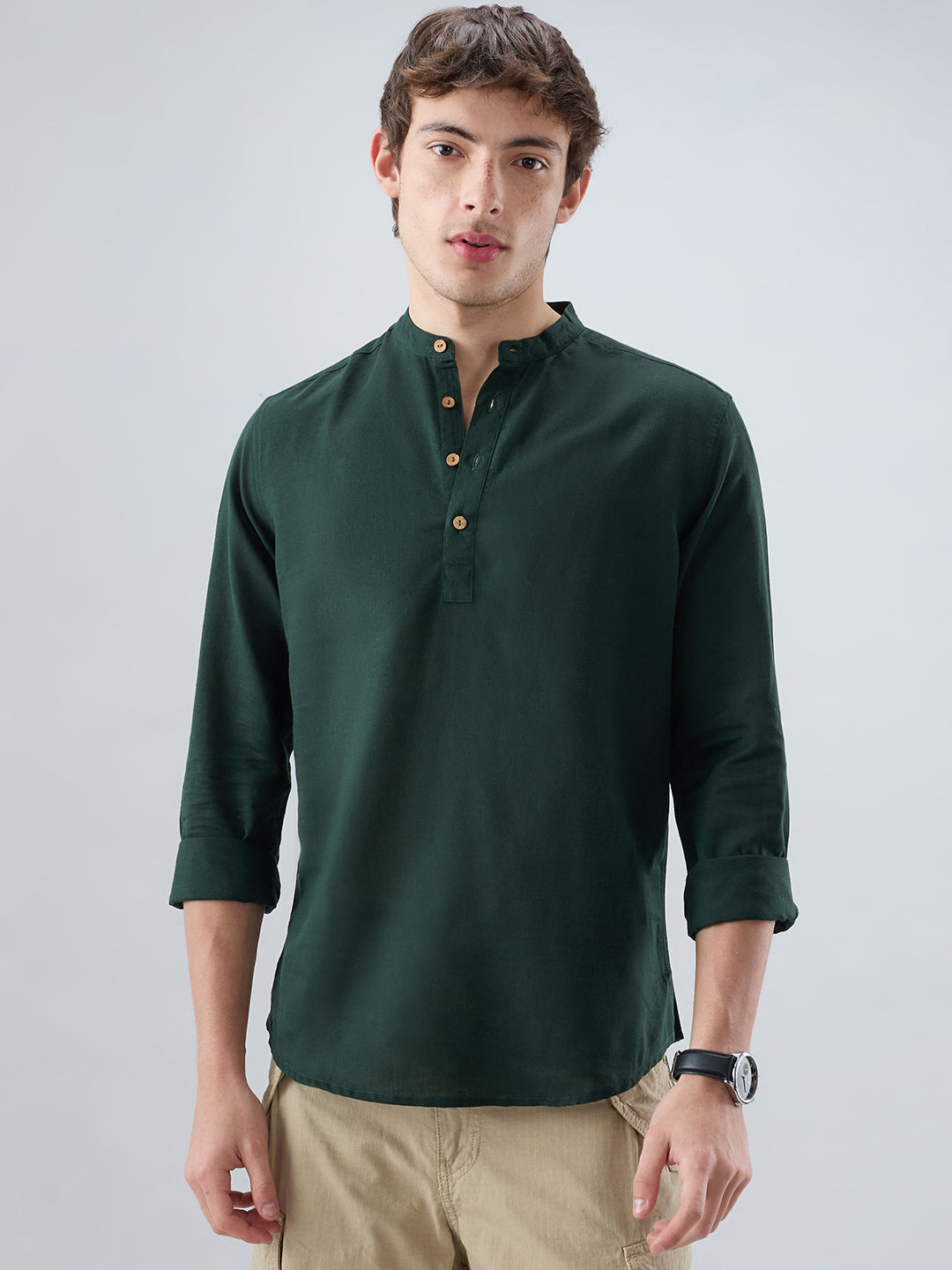 Premium Forest Green Linen Blend Kurta