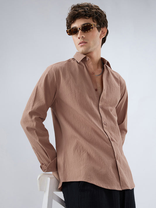 Elegant Apricot Textured Shirt
