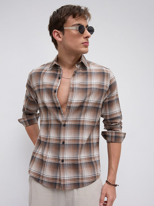 Heritage Brown & Beige Plaid Checks Shirt