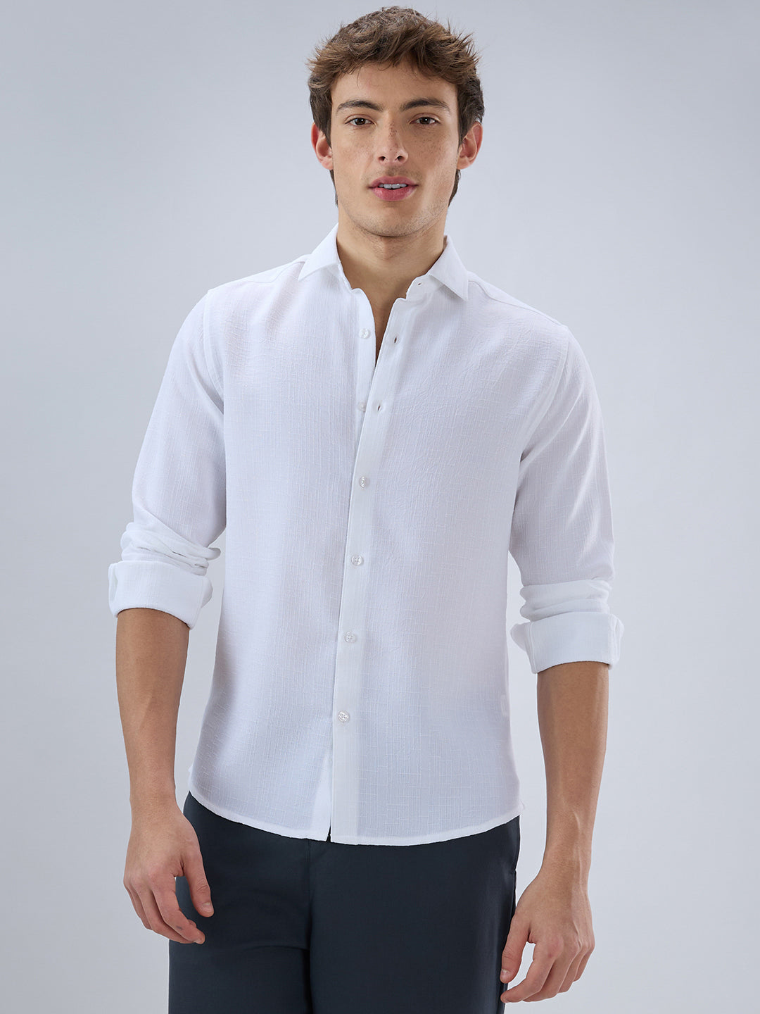 Classic White Slub Weave Shirt