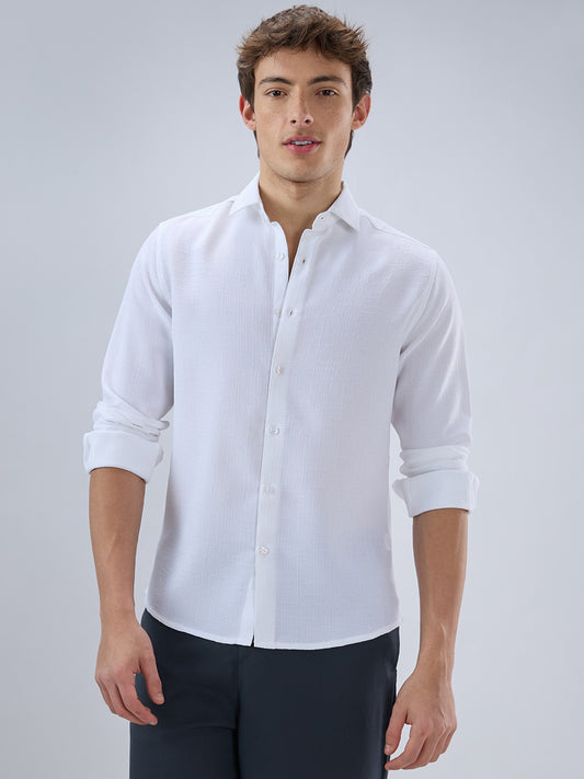 Classic White Slub Weave Shirt