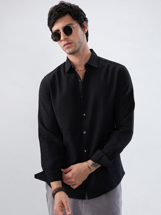 Timeless Black Subtle Textured Everyday Shirt
