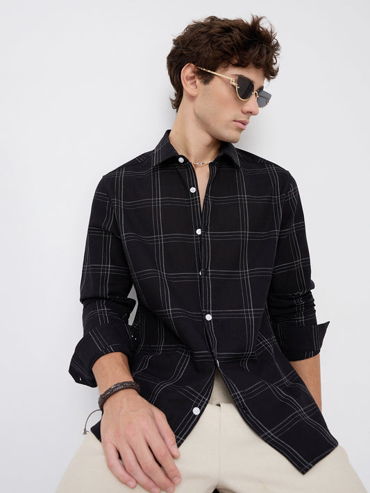 Blackout Contrast Chalkline Checked Shirt
