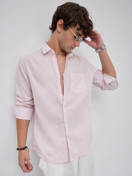 Trendy Lace Pink Fine Textured Shirt