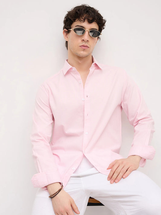 Pink Micro Basket Weave Shirt