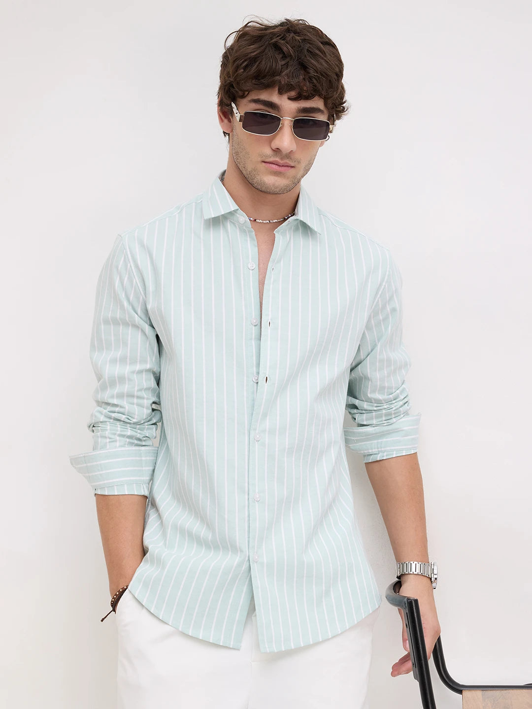 Sage Green Oxford Striped Everyday Shirt