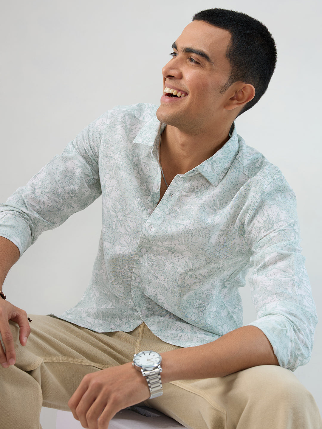 Pastel Green Floral Bloom Shirt