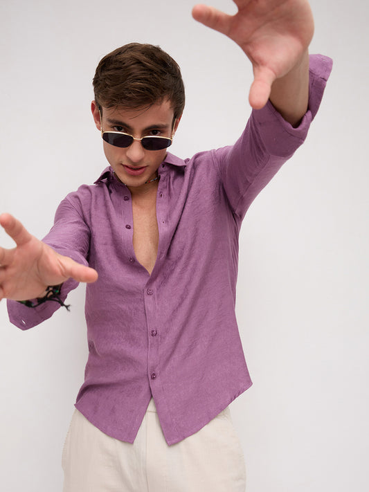 Heather Mauve Crinkled Shirt