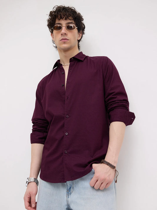 Luxe Wine Square Textured Shirt