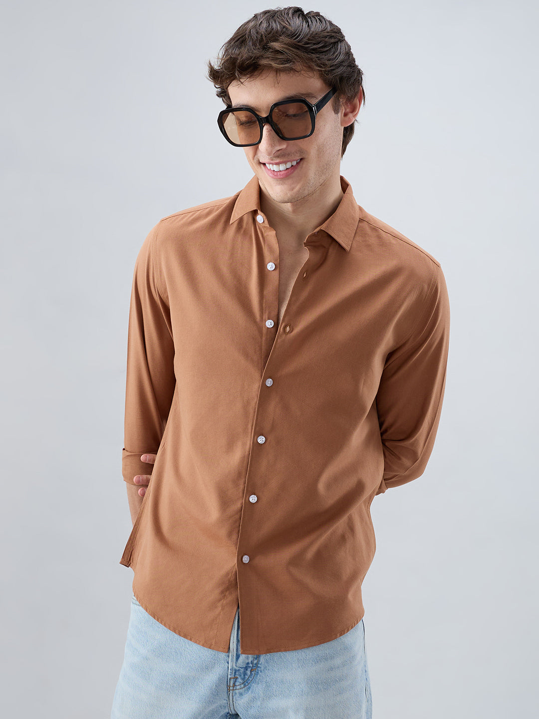 Elegant Warm Rust Oxford Shirt