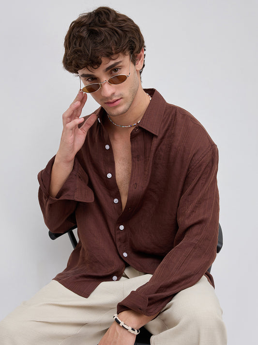 Lustre Bown Striped Boxy Fit Crop Shirt