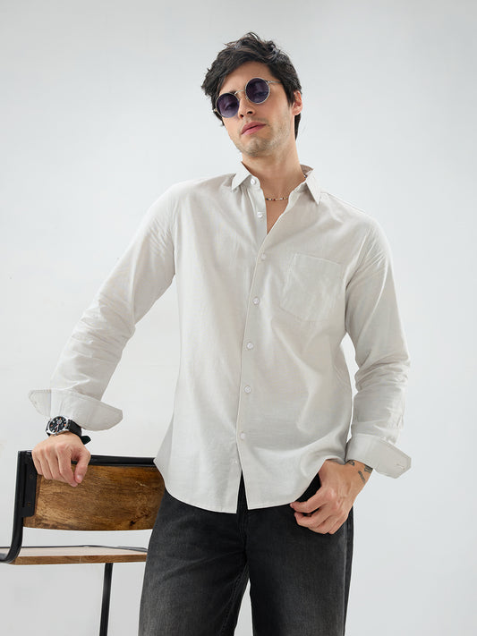 Grey Slub Textured Everyday Shirt