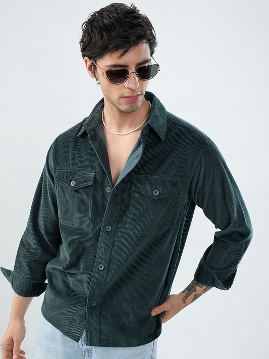 Sacremento Green Corduroy Double Pocket Shirt