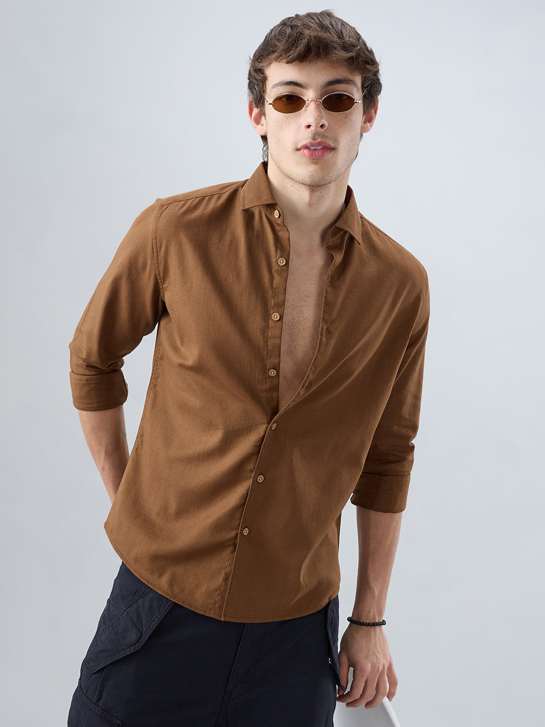 Deep Brown Dense Weave Shirt