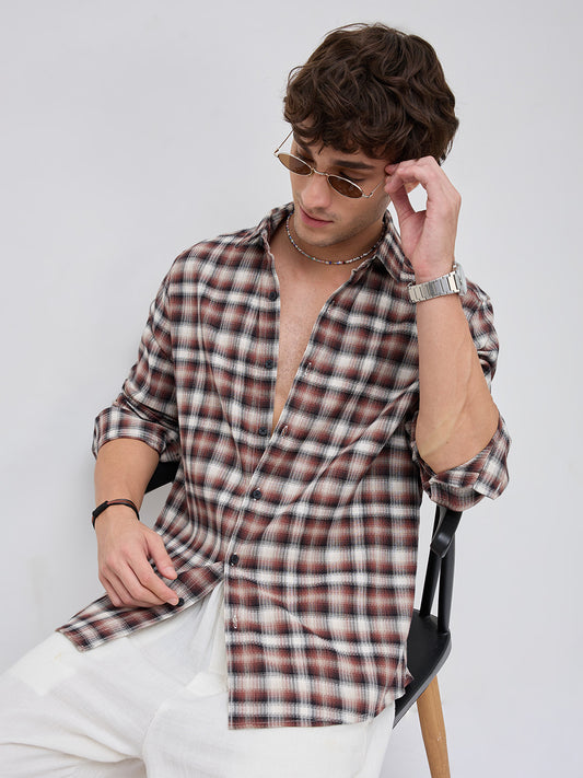 Brown & Ivory Shadow Checks Shirt